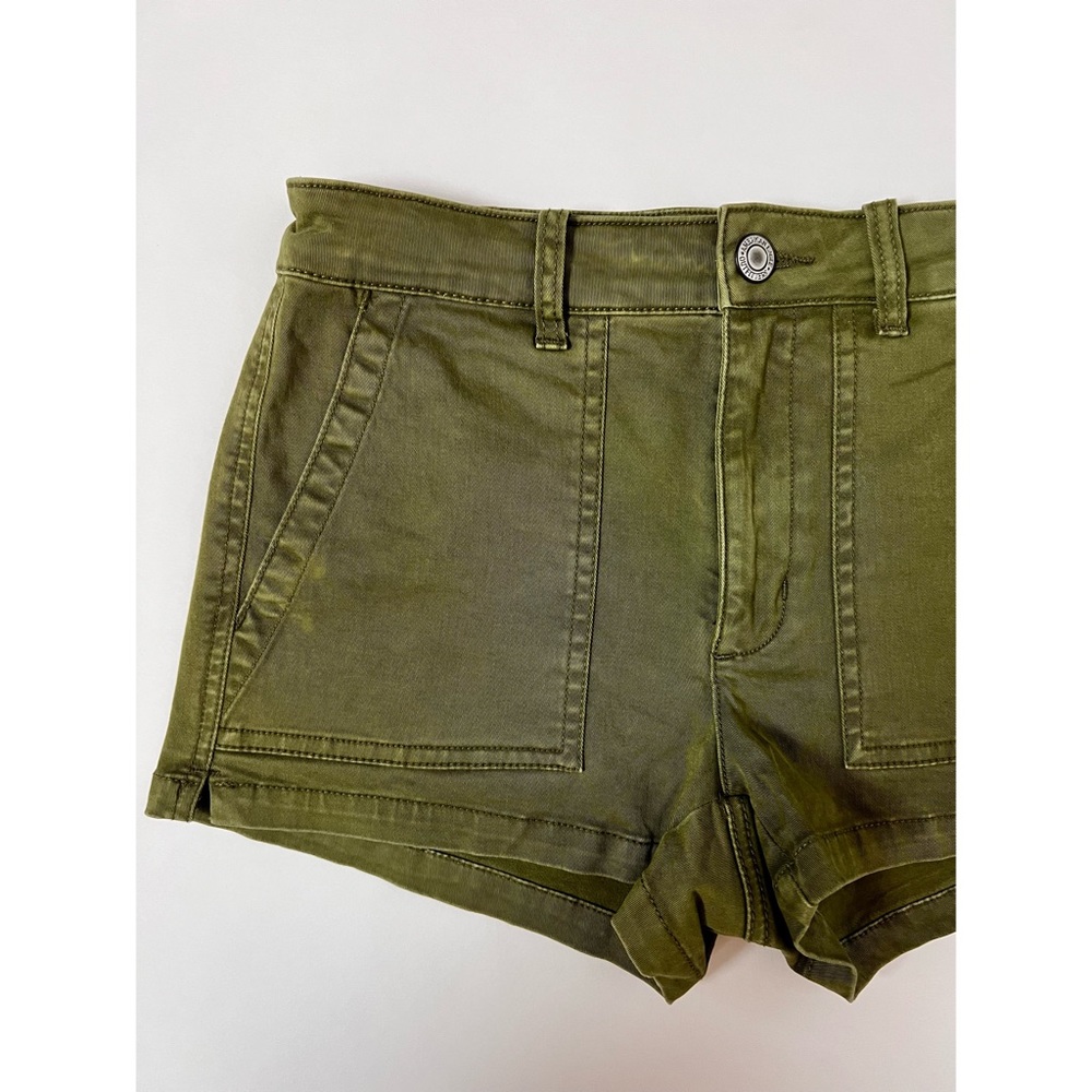 Army Green Stretch High Rise Cargo Shorts by American Eagle Outfitters Sz 8